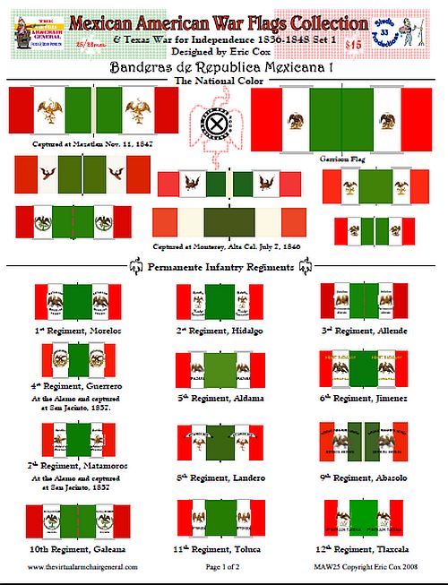 Mexican American War Flags Collection
